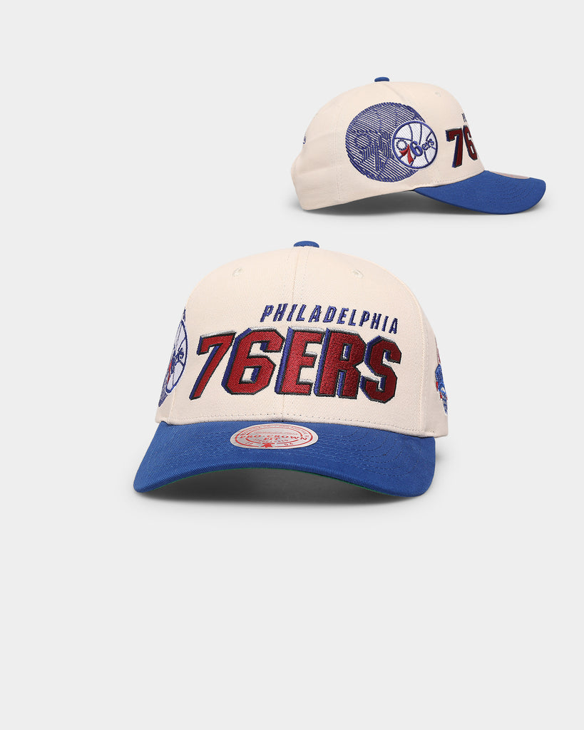Mitchell & Ness Philadelphia 76ers White Hand Drawn Snapback Hat, MITCHELL  & NESS HATS, CAPS