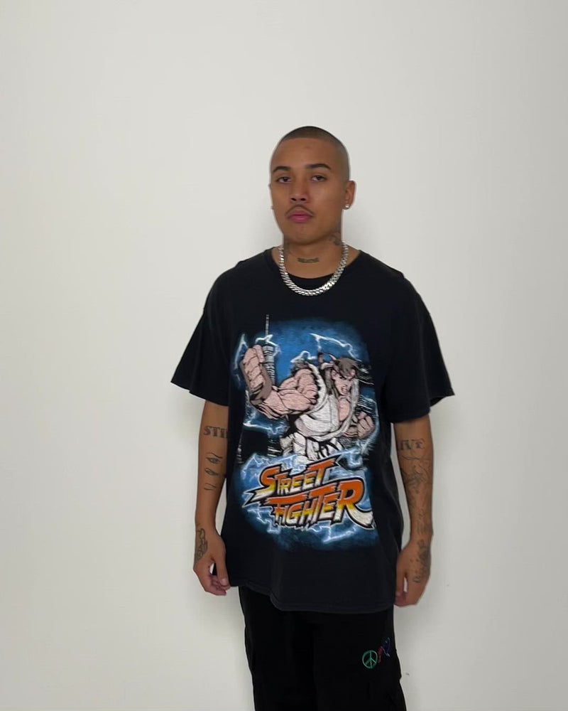 STREETS - Vintage Washed Street Fighter Anime Oversized T-Shirt