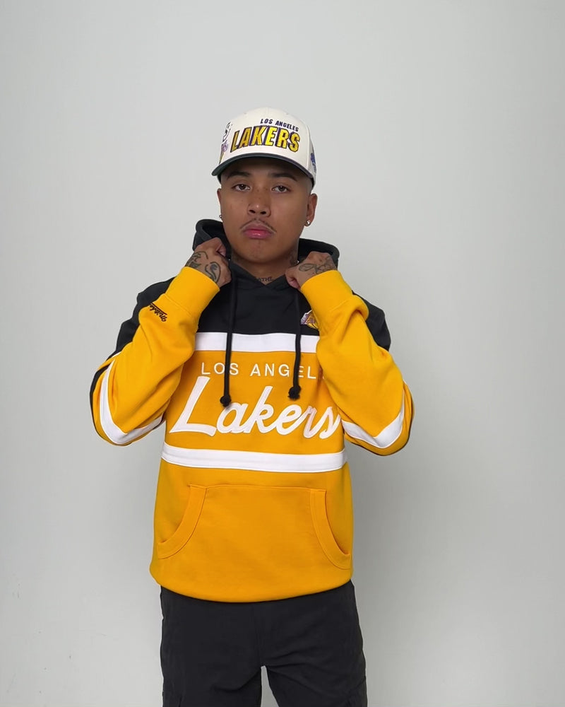 LA Lakers Mitchell & Ness Head Coach Hoodie Black/Gold - The