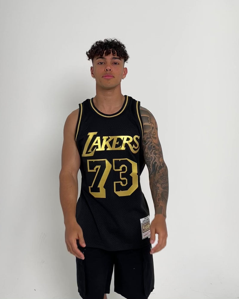 DENNIS RODMAN Nike Los Angeles Lakers Gold Authentic Jersey 48