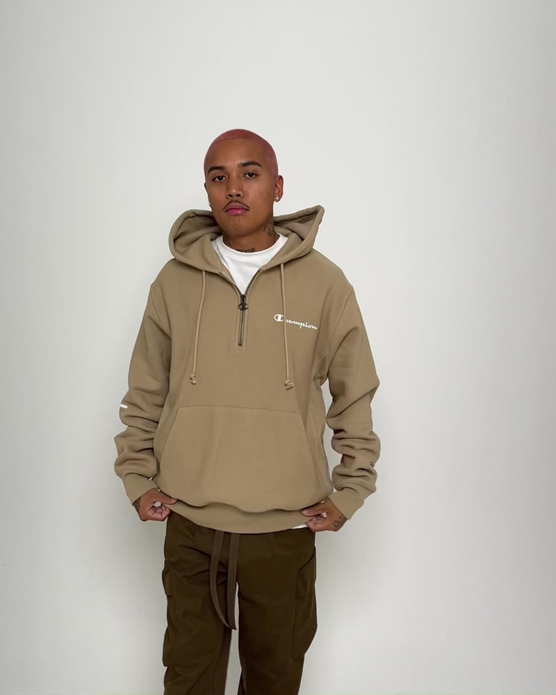 Champion Reverse Weave Quarter Zip Hoodie Country Walnut