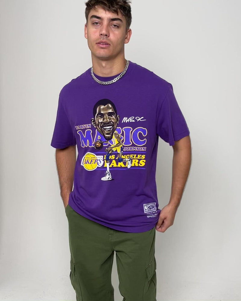Men's Mitchell & Ness Magic Johnson Purple Los Angeles Lakers