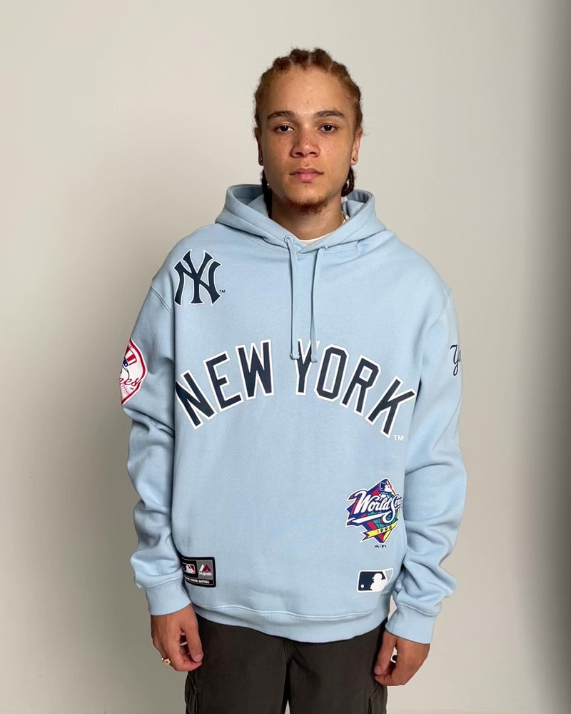 Majestic Athletic New York Yankees World Series Champ Graphic Hoodie  Glacial Blue