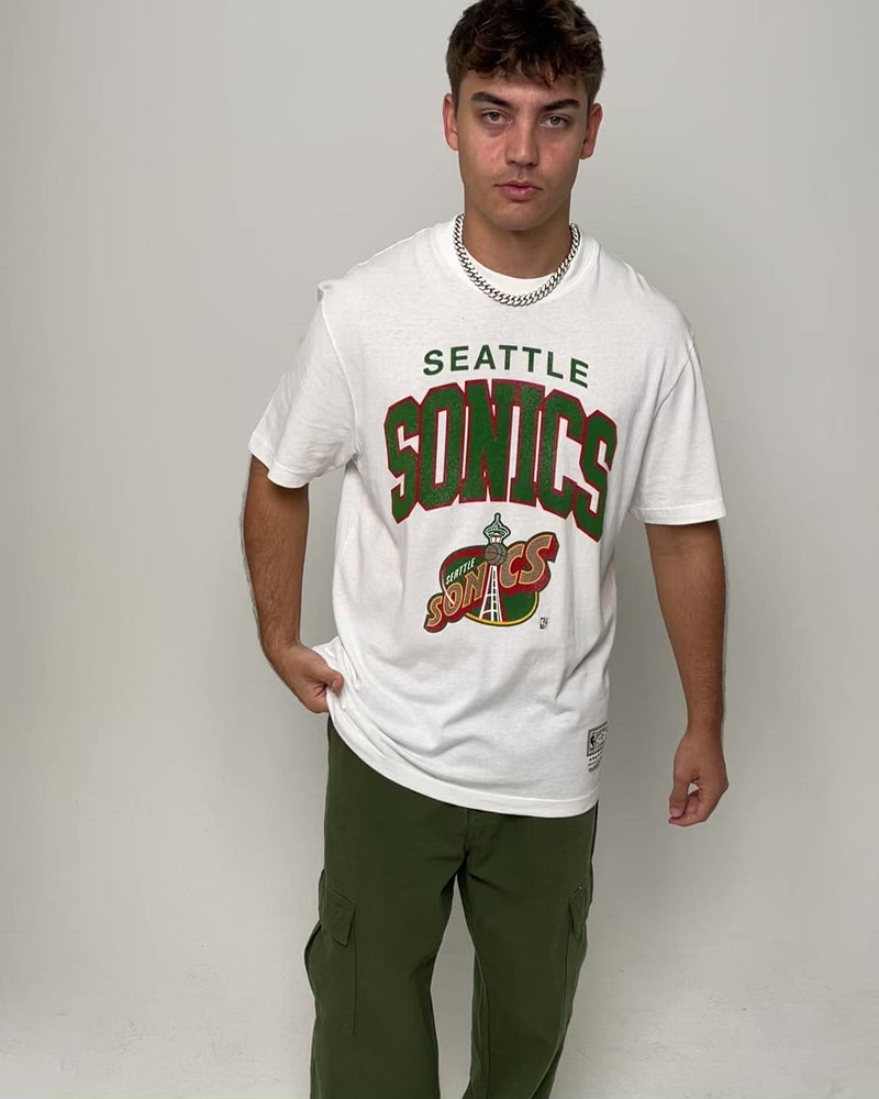 Seattle SuperSonics Mitchell & Ness Hardwood Classics Throwback Logo  Tri-Blend T-Shirt - Heathered Green